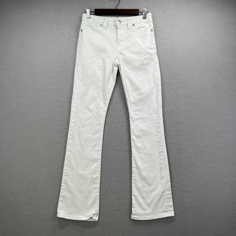 True Religion Becca Bootcut Jeans Womens 27 White Mid Rise Horseshoe Denim Y2K